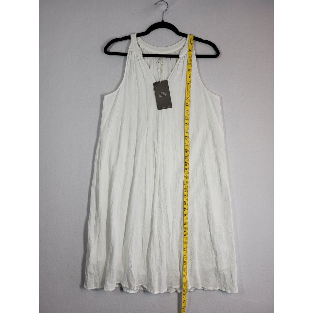 Garnet Hill White Crinkle Cotton Gauze Sleeveless Shift Dress Small Beach NEW - Picture 7 of 12